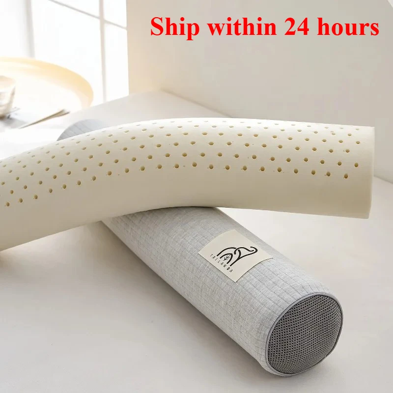 Poduszka cylindryczna lateksowa w paski, wielofunkcyjna, jednolita, w cukierkowych kolorach, poduszka pod szyję dla dorosłych do użytku domowego, 2025