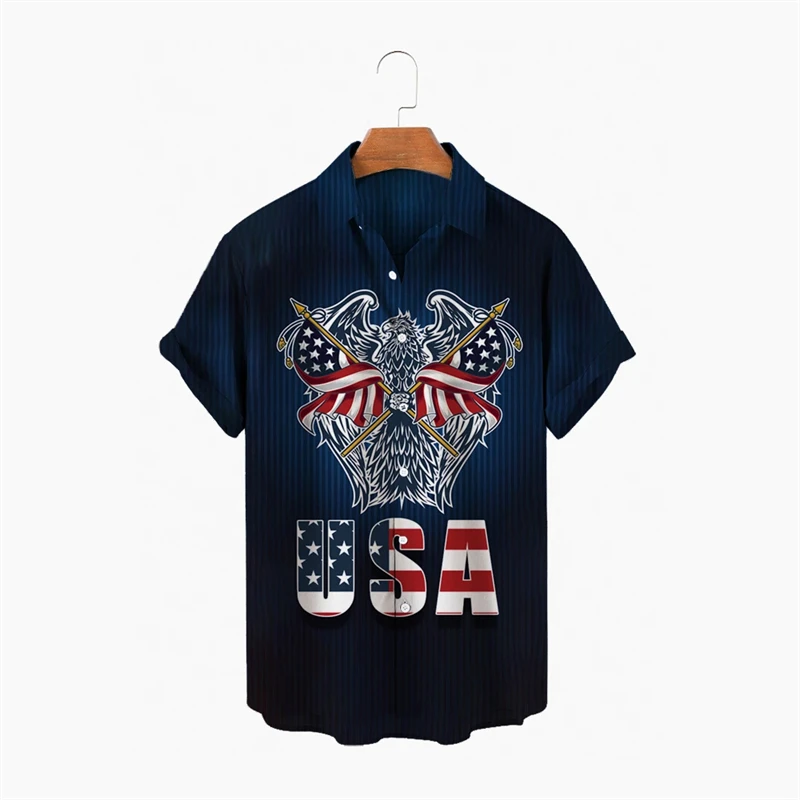 

America Flag 3D Printed Shirts For Men Clothing Fashion USA Map National Emblem Graphic Blouses Casual Hawaii Short Sleeve Tops