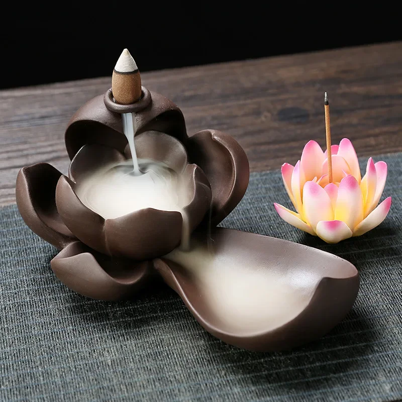 Zisha Clay Reverse Flow Incense Burner Aroma Diffuser for Home Decor Zen Style Creative Ornament for Living Room Office Table