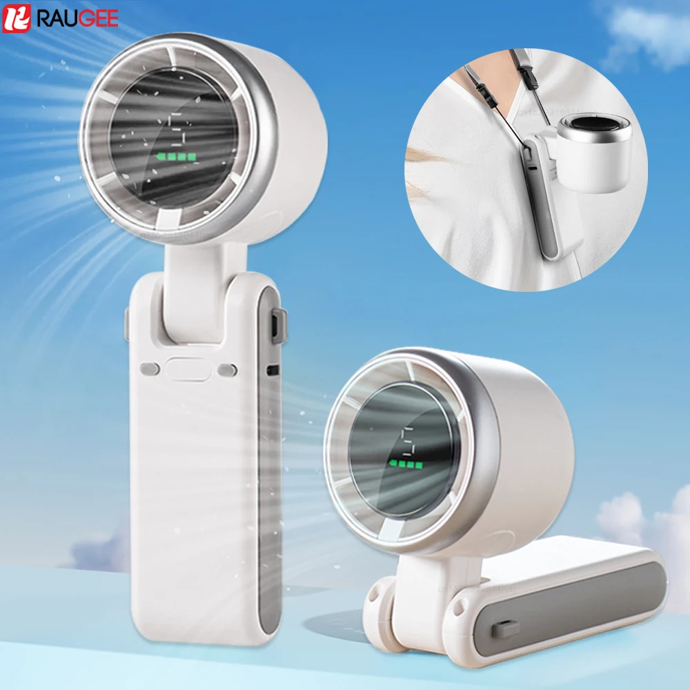Portable Turbo Fan Mini Hanging Neck Fan USB Rechargeable Handheld Fan 3600mAh Foldable Mini Neck Fan Portable Small Turbo Fan