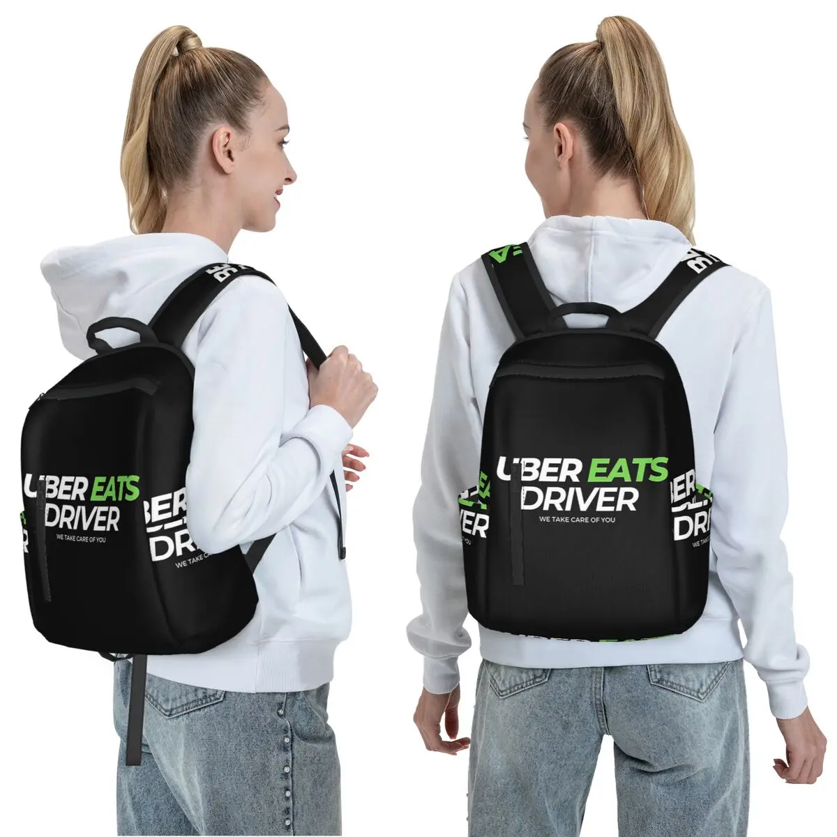 Uber Eats Driver Logo Food Delivery Driver Backpack Daypack Large Capacity BookBag School Bag Shoulder Bags for Men Women