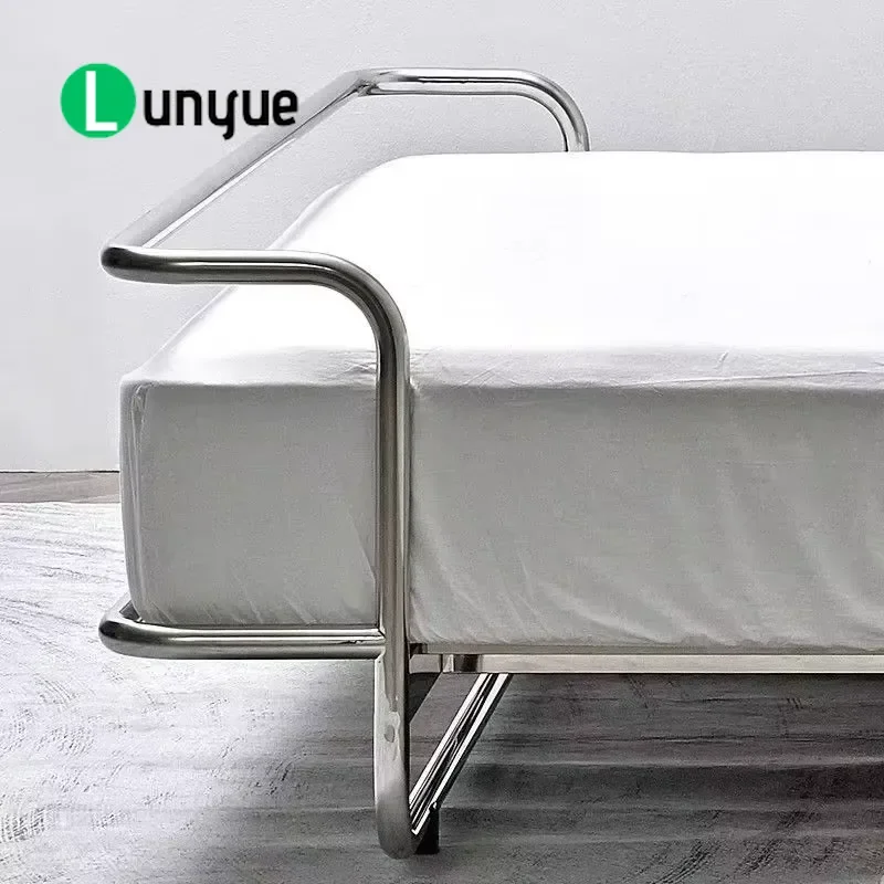 Stainless Steel Floating Bed Modern Simple Formaldehyde Free Polished Finish For Apartment Villa Hotel Bedroom Furniture