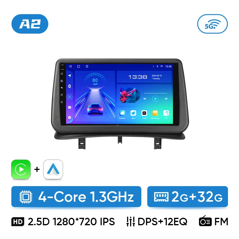 Ainavi Autoradio voor Renault Clio 3 2005-2014 Draadloze CarPlay Android Auto 4G Multimedia Speler Navigatie GPS 2din Autoradio