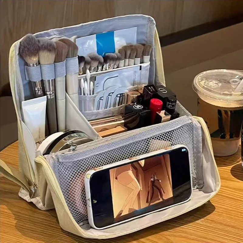 Multipurpose Large Capacity Oxford Cloth Vertical Cosmetic Bag,Travel Cosmetic Storage Bag,Portable,Waterproof,With compartments