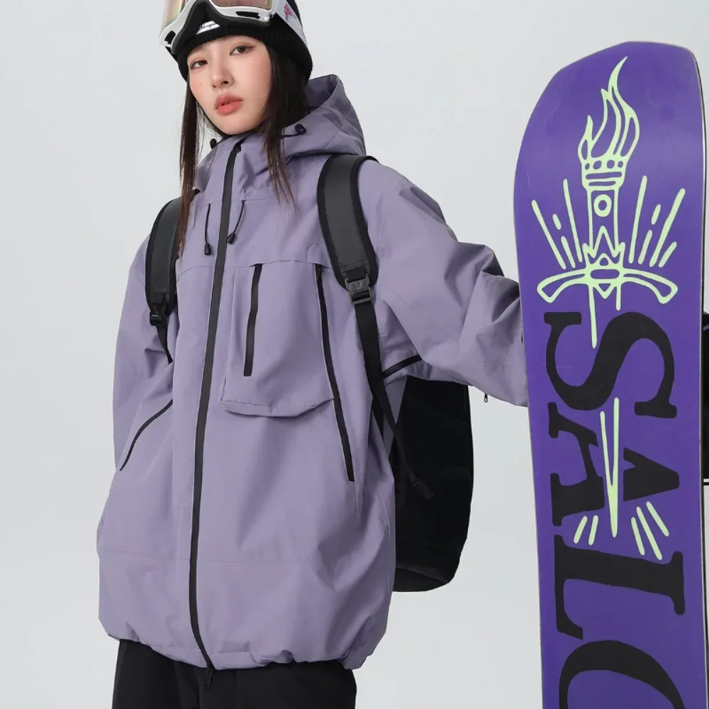 2025 Inverno Nuova Donna Giacche da sci all'aperto Antivento Impermeabile con cappuccio Cerniera Set Sport Neve Uomo Adulto Jaqueta Sci Snowboard