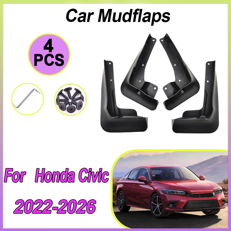 

Car Mudguard For Honda Civic Accessories 11th Gen MK11 2022-2026 FL Liftback Mud Flap Guard Fender Splash Wheels Car Accessories