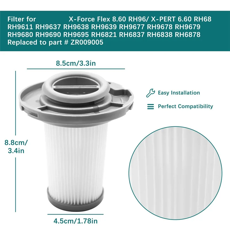 3 عبوات من الفلاتر البديلة للمكنسة الكهربائية Rowenta - فلتر بديل لـ Rowenta X-Force Flex 8.60 RH96-A77G #6