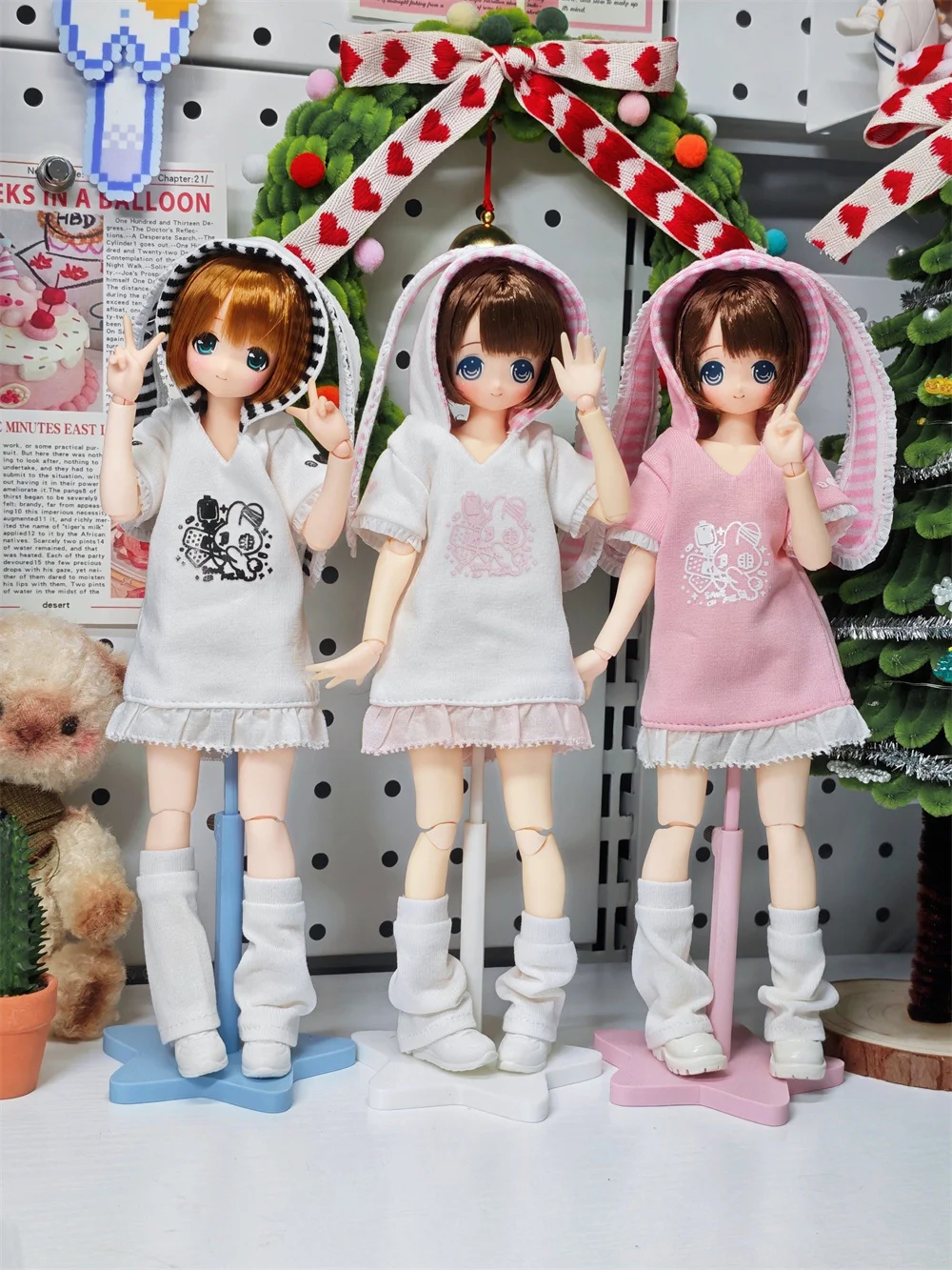 BJD doll clothes suitable for ob22 ob24 p20 azone size Cute bunny sweatshirt clothing set doll accessories （1 points)