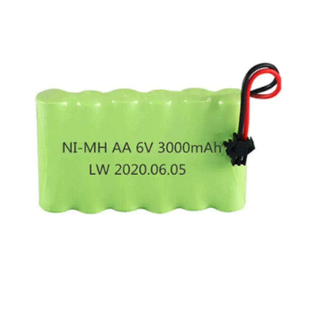 Batterie 6V, 3000mAh, AA NIlaissée avec câble de chargeur, pour voiture RC, bateau, réservoir, robot, camion, odorélectrique, installation de sécurité