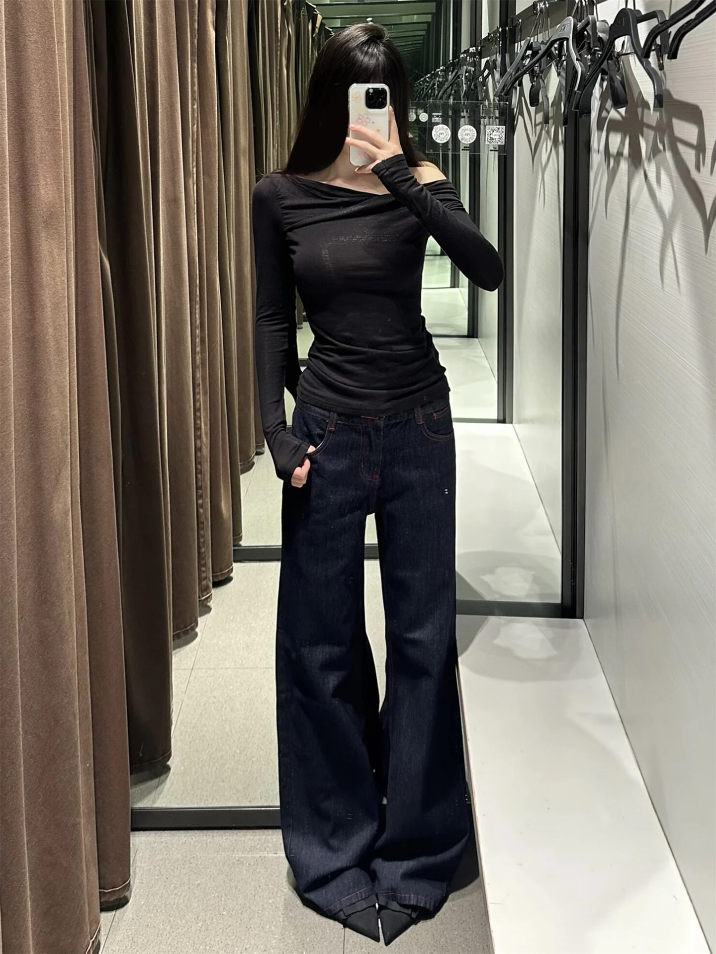 

Retro Low Waist Straight Leg Jeans Women's Loose Slimming Taller Extended Wide Leg Pants Casual Washed Cotton Spring Fashion