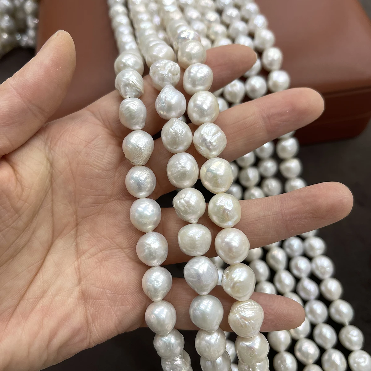 15'' Natural Freshwater Pearls Bead Wrinkled Pearl Loose Spacer Beaded for Making DIY Jewelry Necklace Bracelet 10-11mm