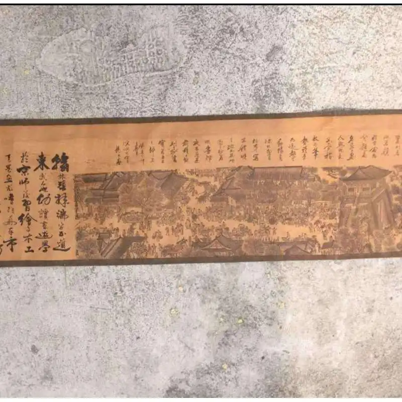 Antique calligraphy and paintings wholesale, celebrity long scroll painting 