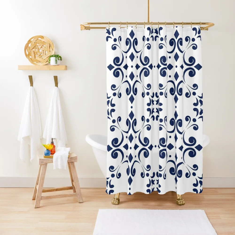 

Cobalt Blue Moroccan Tile Pattern Shower Curtain Cute Shower Shower For Bathroom Anime Bathroom Curtain