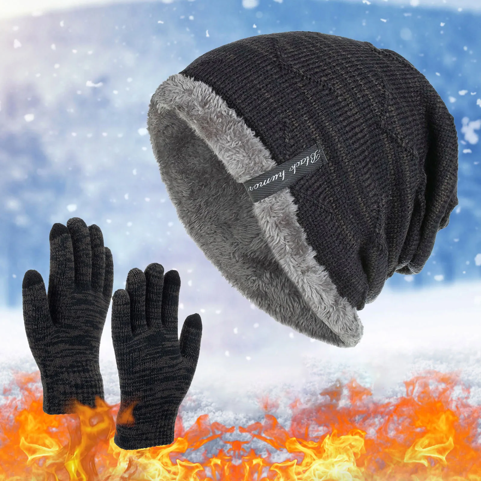 Chapéu de inverno para homens mulheres pulôver chapéu luvas terno mais veludo velo forrado crianças grosso quente gorro masculino chapéu de malha bonés