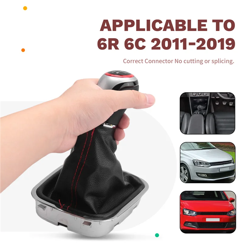 مقبض ناقل الحركة على الطراز الرائد لسيارة VW Polo 6R 6C Hatchback Sedan 2011-2019 مقبض تغيير المستوى مع غطاء أحذية الجراب