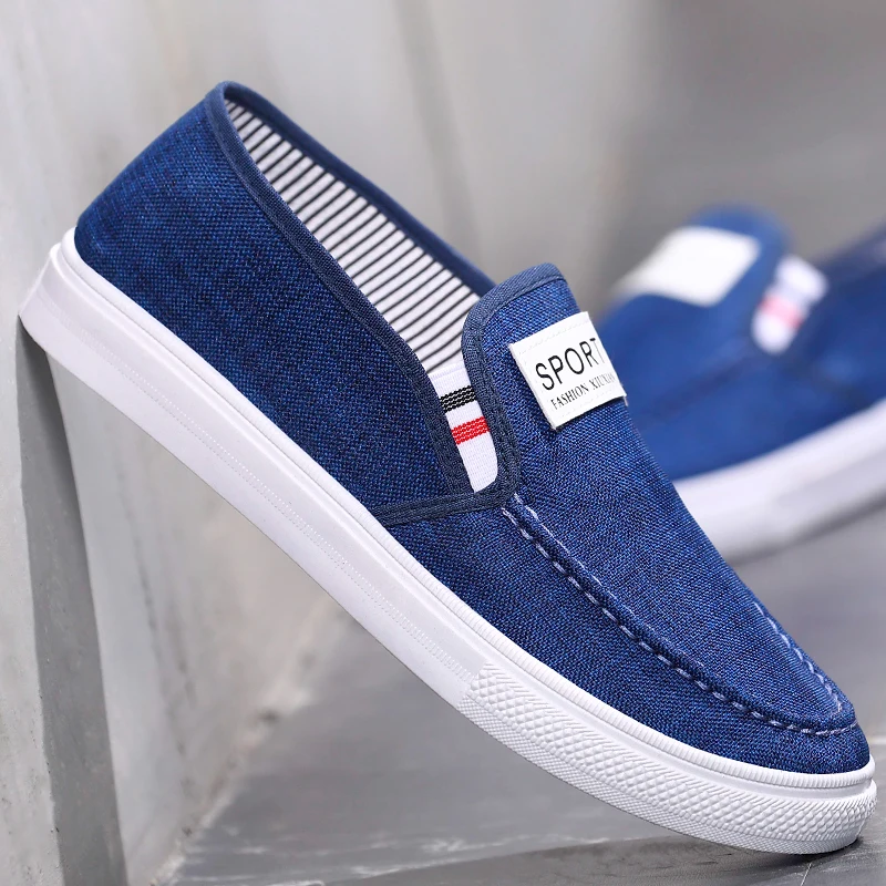 

Hot Sale Classic Men's Flats Shoes Blue Canvas Loafers Men Espadrilles Breathable Student Casual Shoes Slip-On Walking Footwear