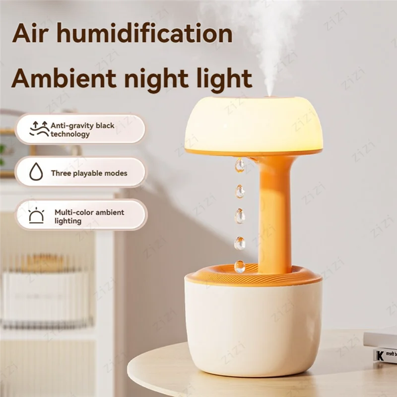 Water Droplet Counter Current Anti Gravity Ultrasonic Fine Mist Humidifier Multi-color Atmosphere Night Light USB Humidifier