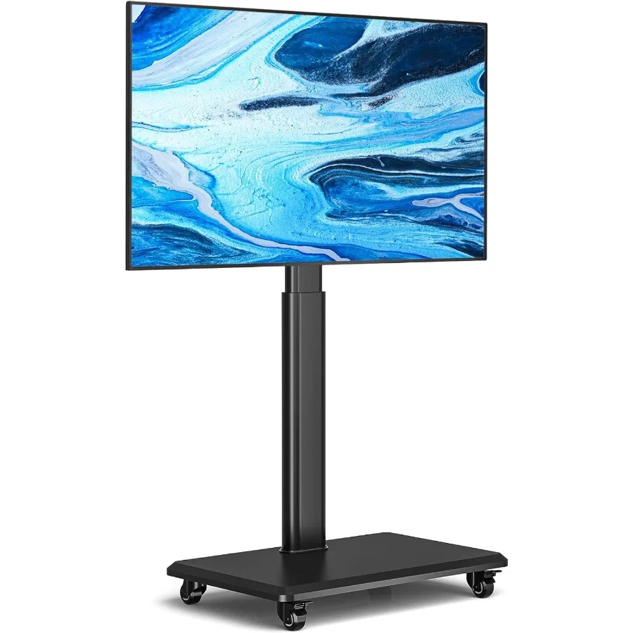 

Портативная напольная подставка для телевизора на колесах для 3270-дюймовых телевизоров, высокая универсальная подставка для телевизора на колесиках с поворотным креплением, элегантная запираемая мобильная T
