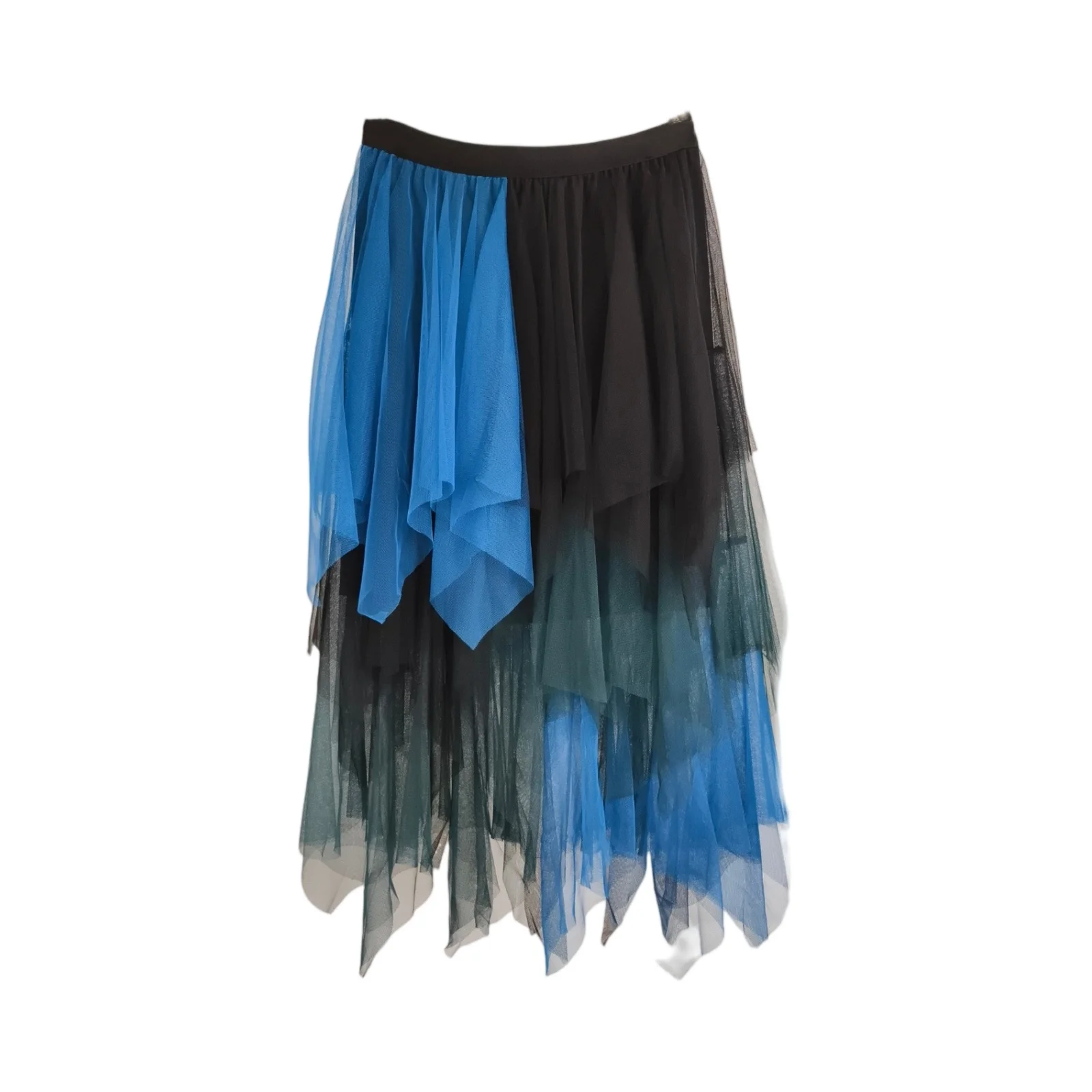 กระโปรงตาข่ายทรงไม่สมมาตร ความยาวปานกลาง กระโปรงไหมพรม เอวสูง กระโปรงอเนกประสงค์ กระโปรงครึ่งตัวสำหรับผู้หญิงช่วงฤดูใบไม้ผลิและฤดูใบไม้ร่วง