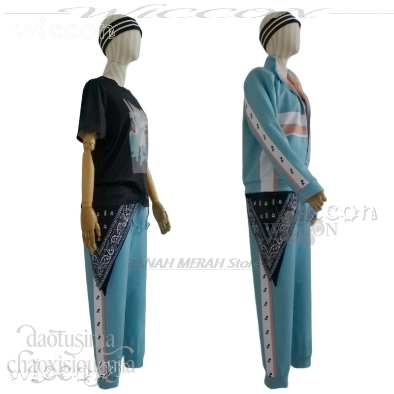 Disfraz Adulto Anime Game 18TRIP Cosplay Day2 Isotake Akuta Costume Gray Blue Sports Jacket Pants Headband Cosplay Anime Costume view 5