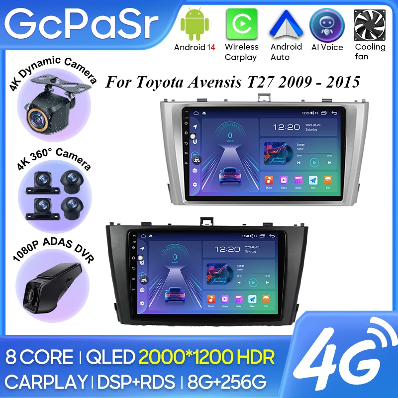 

For Toyota Avensis T27 2008 2009 - 2015 Car Radio Carplay Navigation GPS Carplay Android Auto Miltimedia Player 4G WiFi No 2din