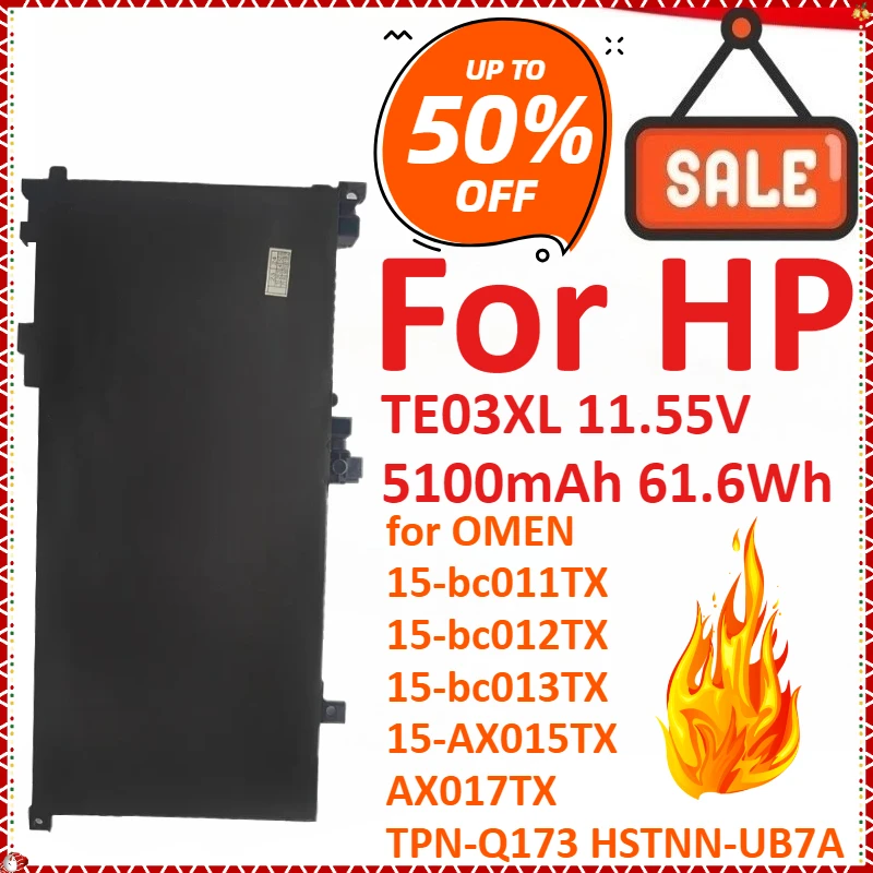 

TE03XL 11,55 В 5100 мАч 61,6 Втч Аккумулятор для ноутбука HP OMEN 15-bc011TX 15-bc012TX 15-bc013TX 15-AX015TX AX017TX TPN-Q173 HSTNN-UB7A