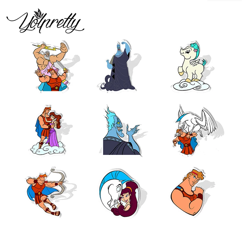 2024 New Arrival Fashion Cartoon Hercules Characters Acrylic Lapel Pin Handcraft Jewelry Badge Pins Gifts