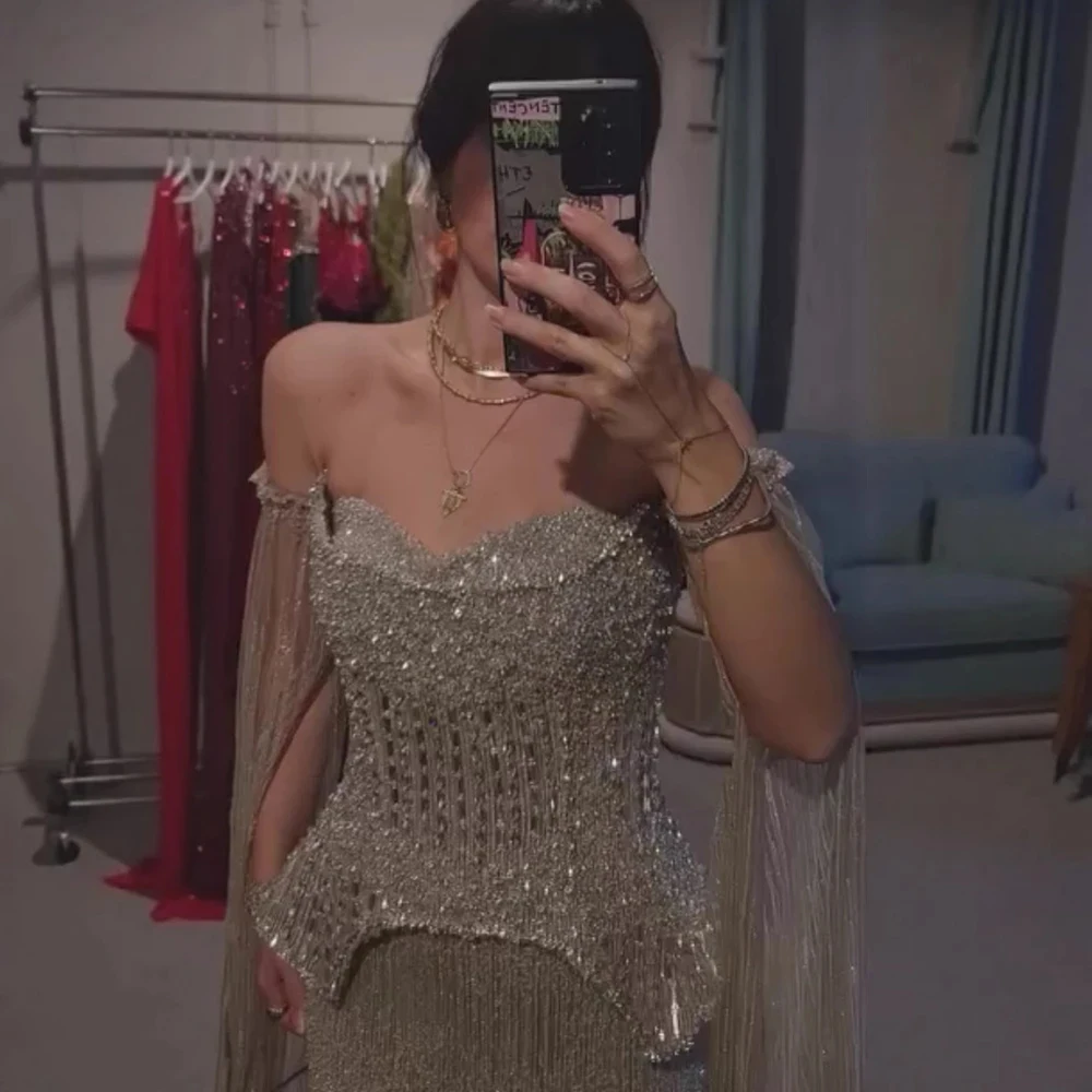 Eshaut & Bridal فستان سهرة أنيق عاري الكتفين حورية البحر مطرز رسمي للحفلات الراقصة وحفلات الزفاف للنساء مخصص 2025 #5