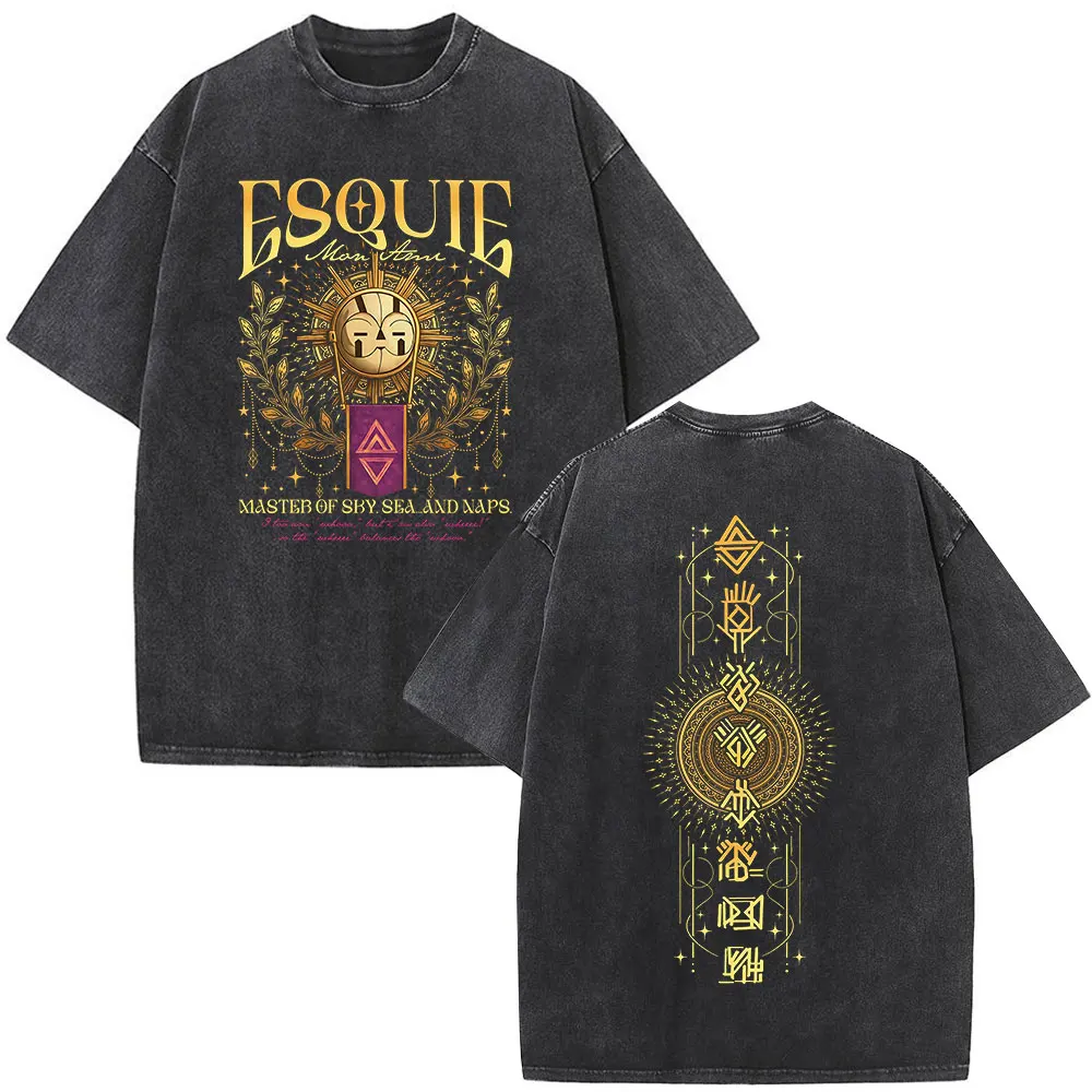 Vintage Washed Game Clair Obscur Expedition 33 for Those Who Come After T Shirts Men Fashion Oversized Short Sleeve T-shirts