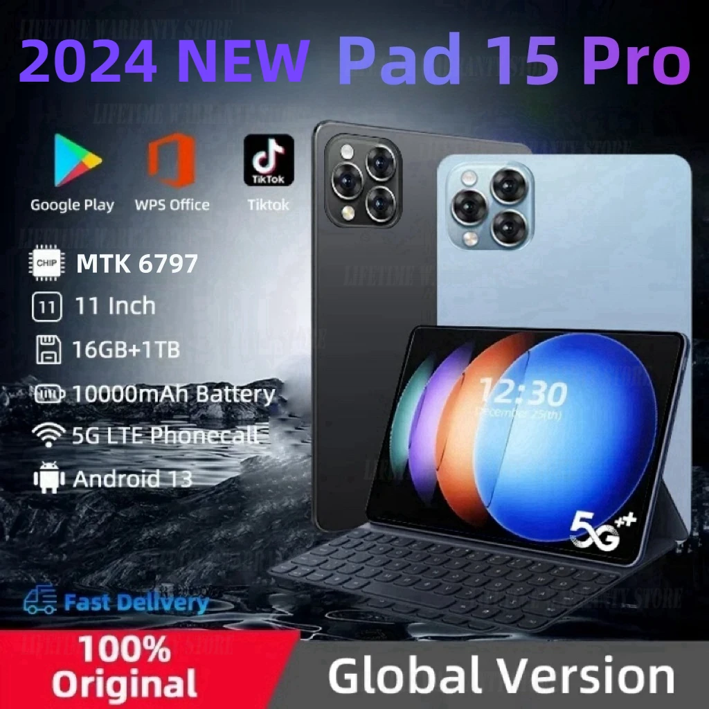 MI Pad 15 Pro tableta PC Original, versión Global, 16GB, 2024 GB, Android 13, 11 pulgadas, 5G, SIM Dual, GPS, Bluetooth, WiFi, WPS, 1024