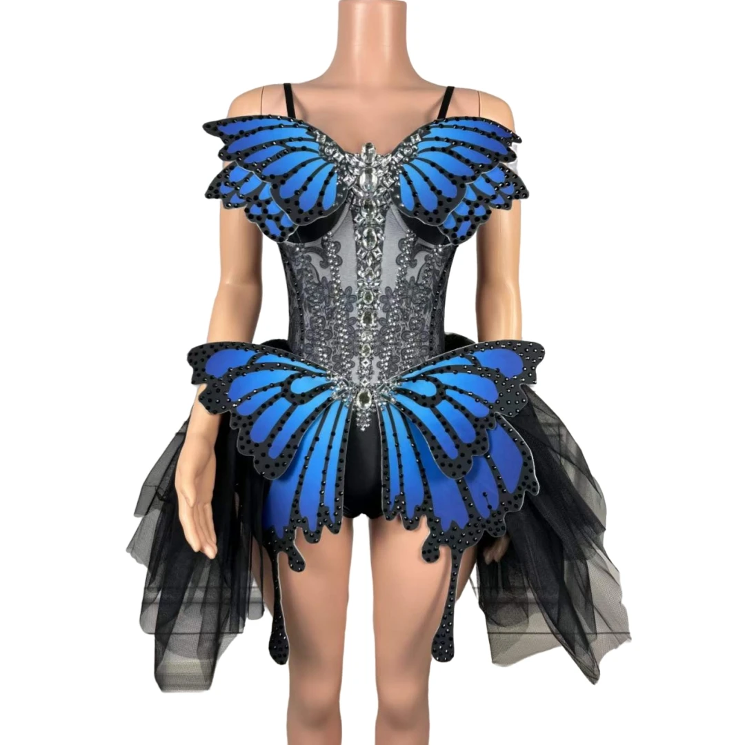 Butterfly Team Dance Costume Backless Photography Las Vegas Show Cheerleading Stage Wear Women Drag Queen Bodysuits Mardi Gras