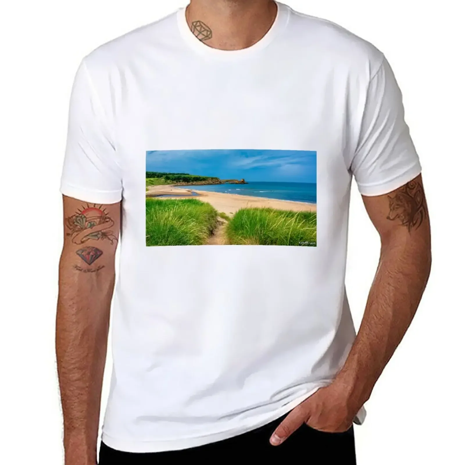 Beach at Margaree Harbour 02 T-Shirt boys whites anime clothes vintage clothes mens tall t shirts