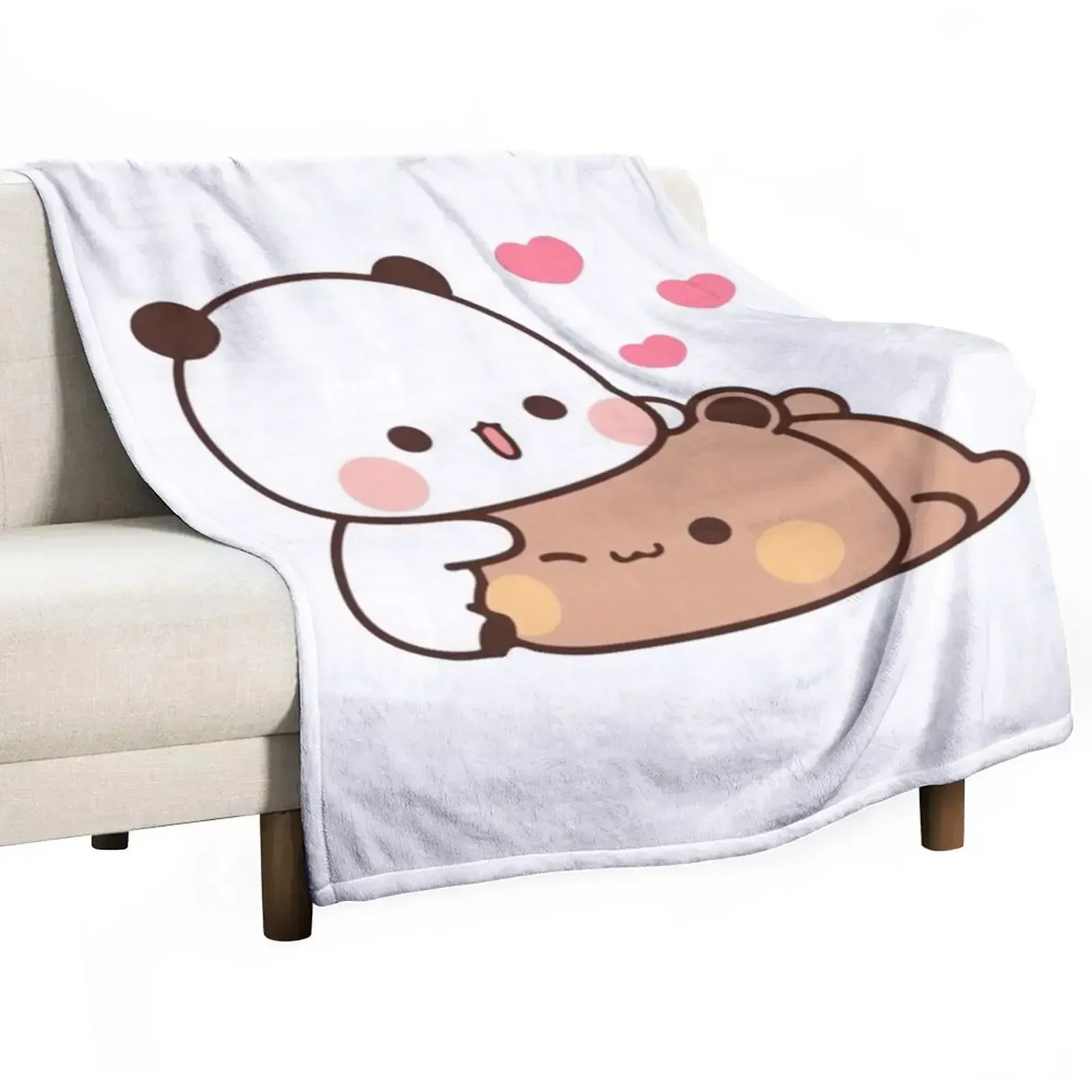 Panda And Brownie Bear Couple Throw Blanket Comforter Blankets For Bed Thermals For Travel Blankets