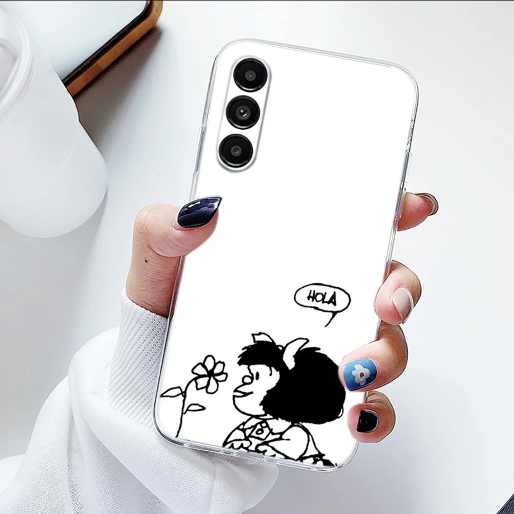 Cartoon M-Mafalda Phone Case For Samsung Galaxy A71,70,52,51,40,31,A50,30S,21S,03S,Note20ultra Transparent Cover