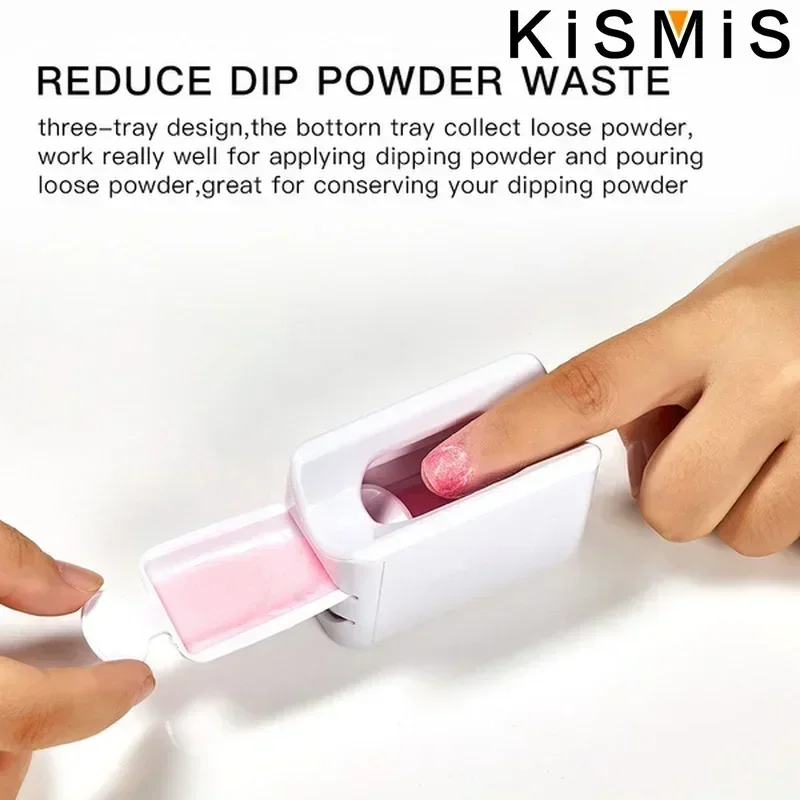 Portable Professional Nail Powder Recycling Box Nail Art Tray Magic Mirror Dipped Powder Glitter Set for Salon Home Use