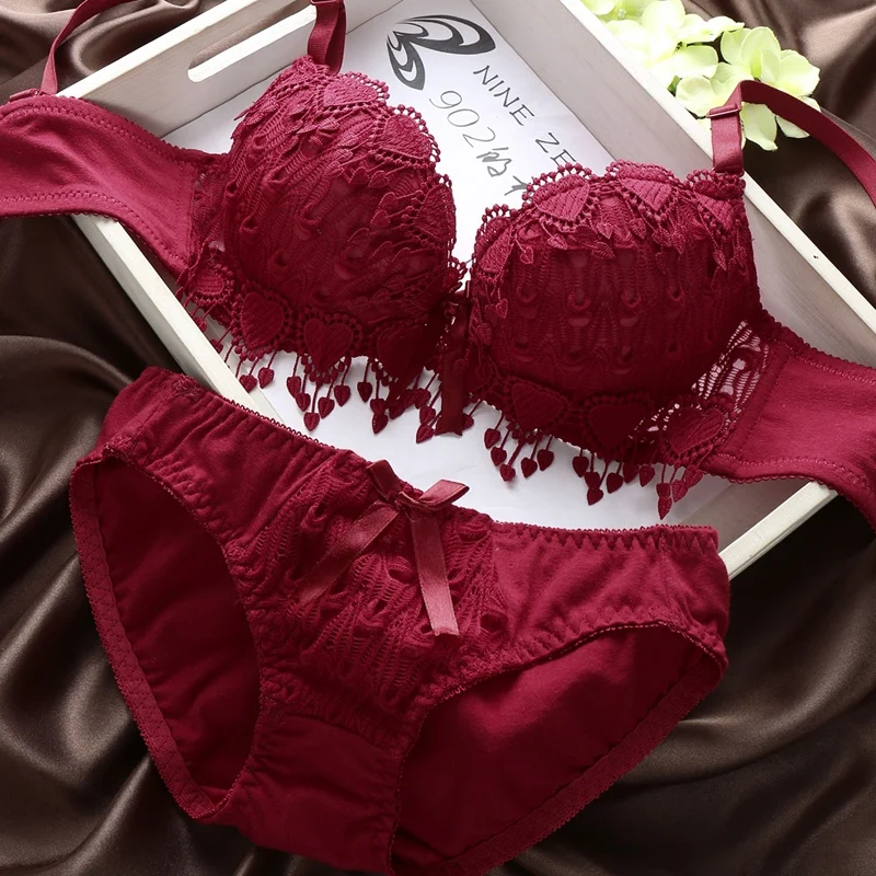 Push Up Bra Set  Women Lingerie Underwear Sexy Floral Lace Underwear Set Lady Comfortable Thin Cup Brassiere Outfit