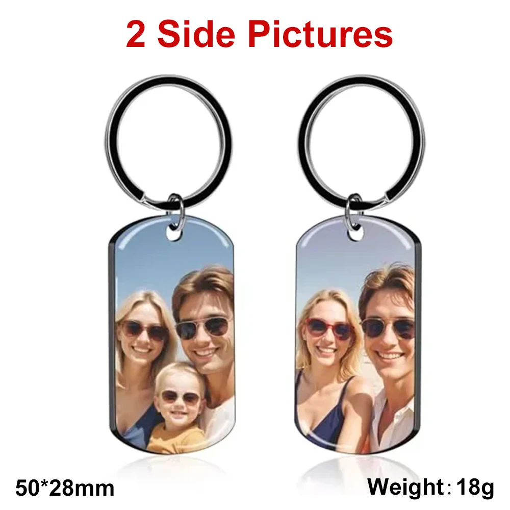 Double-sided Custom Family Photos Keychains Personalized Logo Text Key Holder Customized  Stainless Steel Keyring Mother's Day