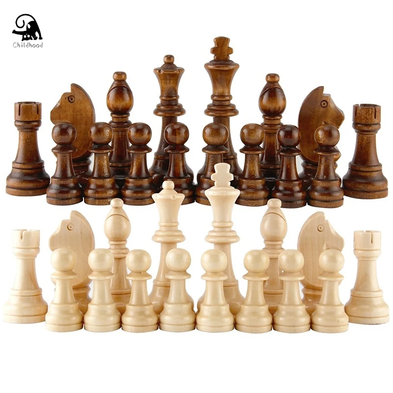 

32pcs Wooden Chess Pieces Complete Chessmen International Word Chess Set Chess Entertainment Accessories Desk Play Game