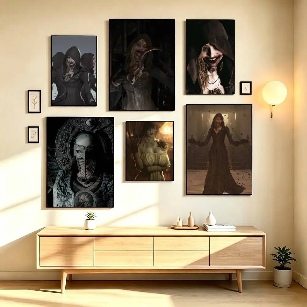 R-Resident Evil Village Horror Game Poster High Quality Dorm Living Room Aesthetic Wall Decoration Painting Stickers Gift