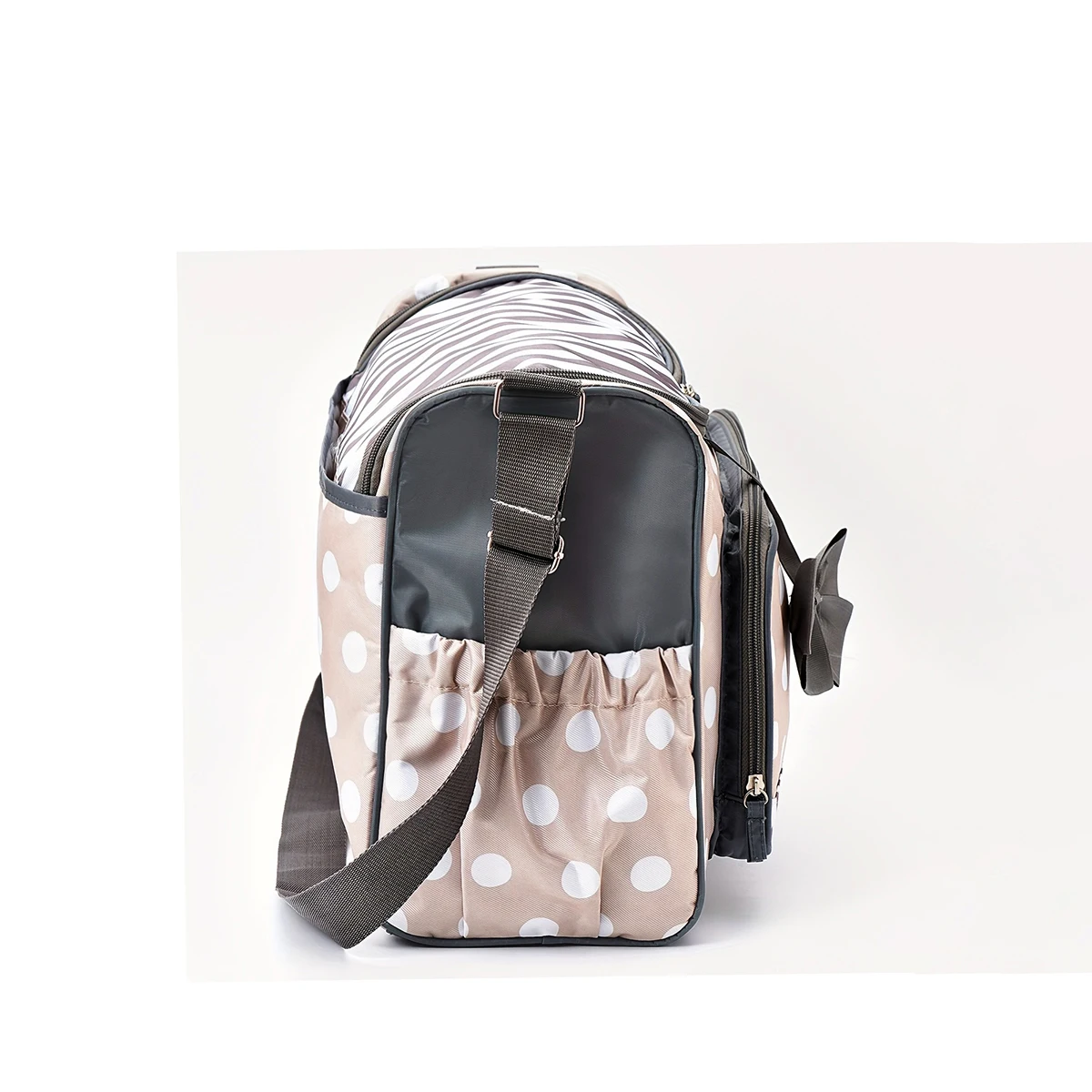 Fashionable printed polka dot single shoulder mommy bag Multi functional high-capacity diagonal cross diaper bag for outdoor use