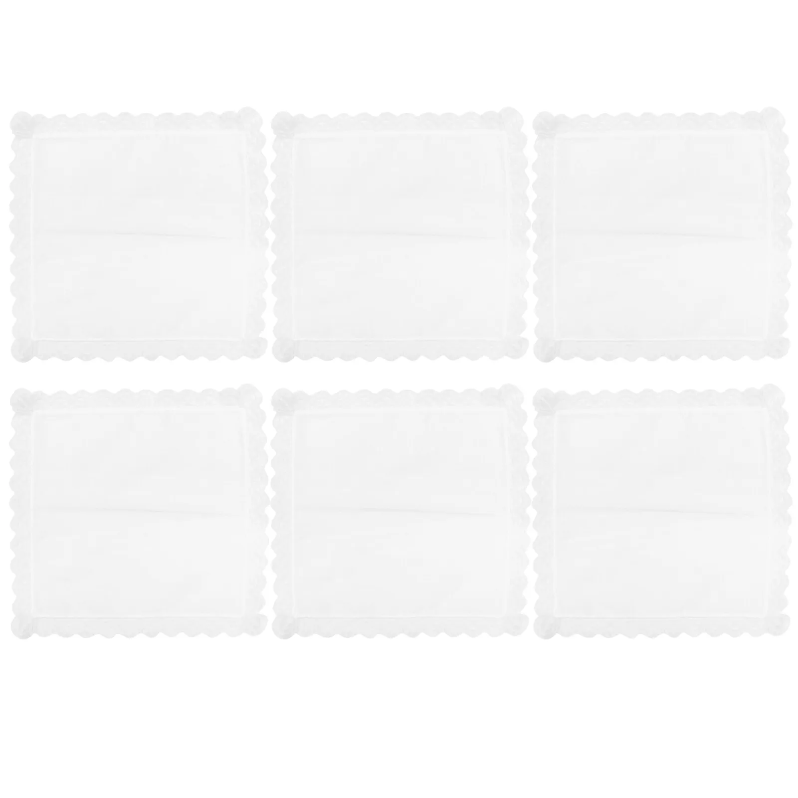 6Pcs White Lace Edge Bridal Handkerchief Set