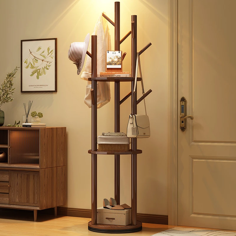 

Solid wood rotating coat rack floor hanger bedroom household rack vertical clothes rack living room