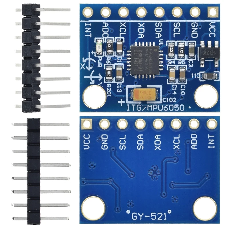 TZT 1Set IIC I2C MPU6050 MPU-6050 With Pins 3-5V DC image 2