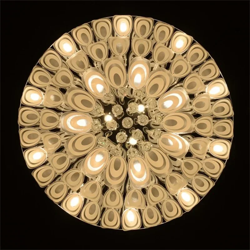 Crystal Flower Diamond LED Ceiling Light Crystal Round Atmosphere Hotel Living Room Bedroom Restaurant Ceiling Light