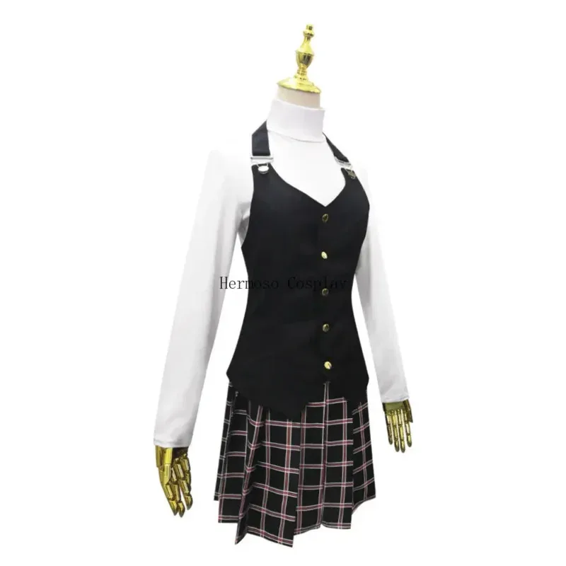 Makoto niijima cosplay anime traje pessoa cosplay manga longa malha superior impresso saia meias colete peruca uniforme escolar conjunto