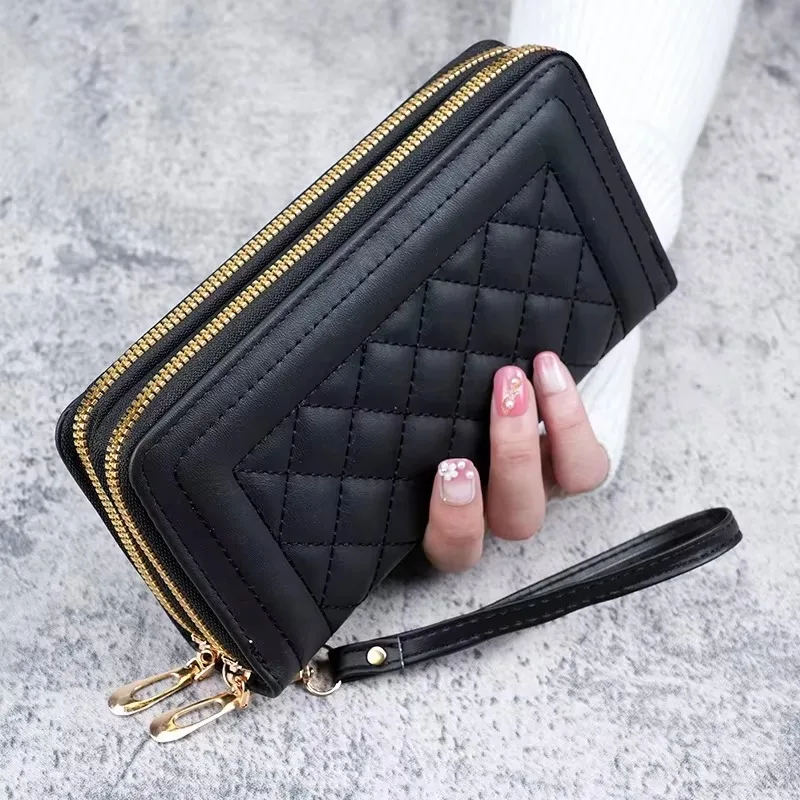 Ladies large capacity double zipper crocodile pattern anti-theft hand wallet casual mobile phone storage bag