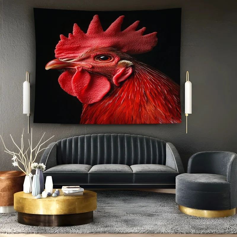 Close-up of a rooster's head Digital printing polyester wall hanging tapestry decorative Living room bedrooms background gift