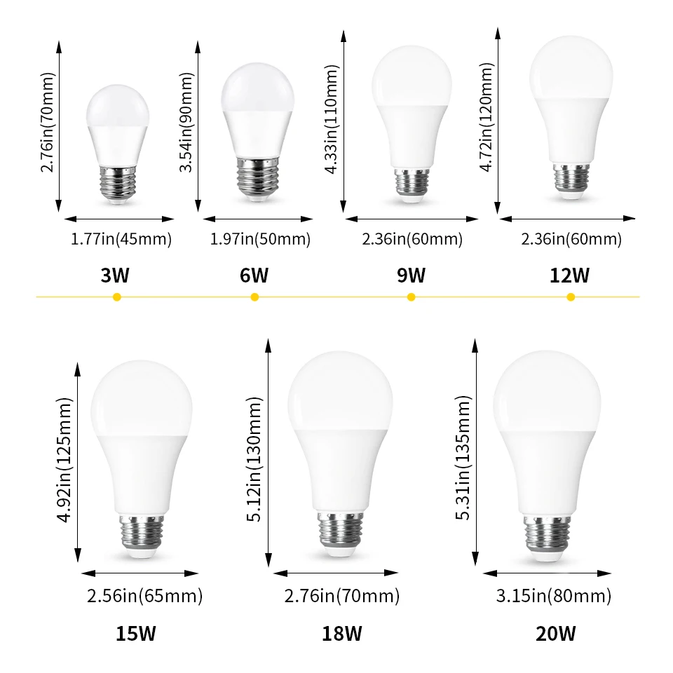 12PCS LED Bulb E27 E14 B22 Lamps DC 12V LED Light 3W 6W 9W 12W 15W 18W 20W Bombilla Led Light Bulbs Voltages Lamps For Vessel