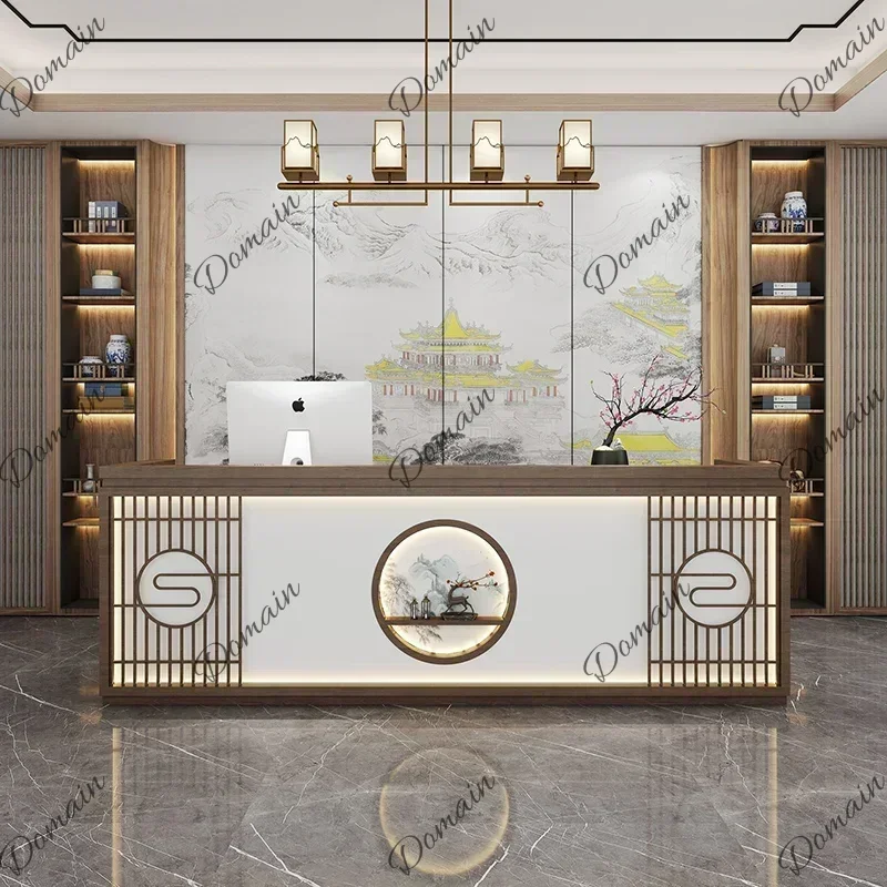 46X European Information Store Reception Desk Check Out Simple Counter Standing Reception Replica Desk Lectern Trendy Furniture