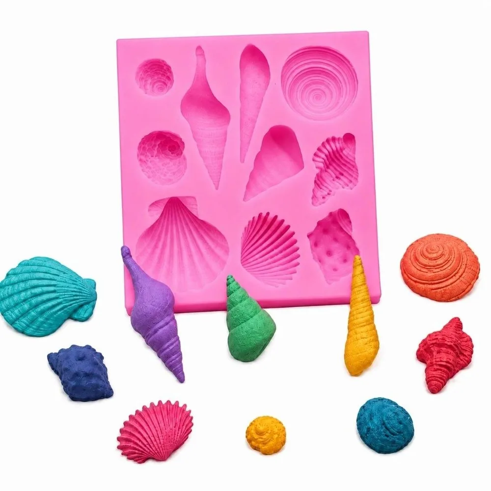 Liquid Silicone Conch Shell Fondant Mold Nonstick Easy Cleaning Seashell Mold Dishwasher Friendly Marine Cake Decorating Mold